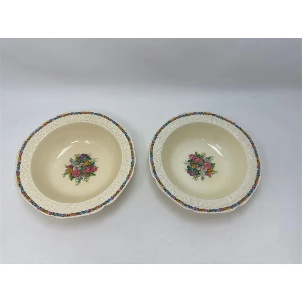Pair Crown Ducal Gainsborough Cereal Bowl 7 1/8” Charm Design - 1920’s